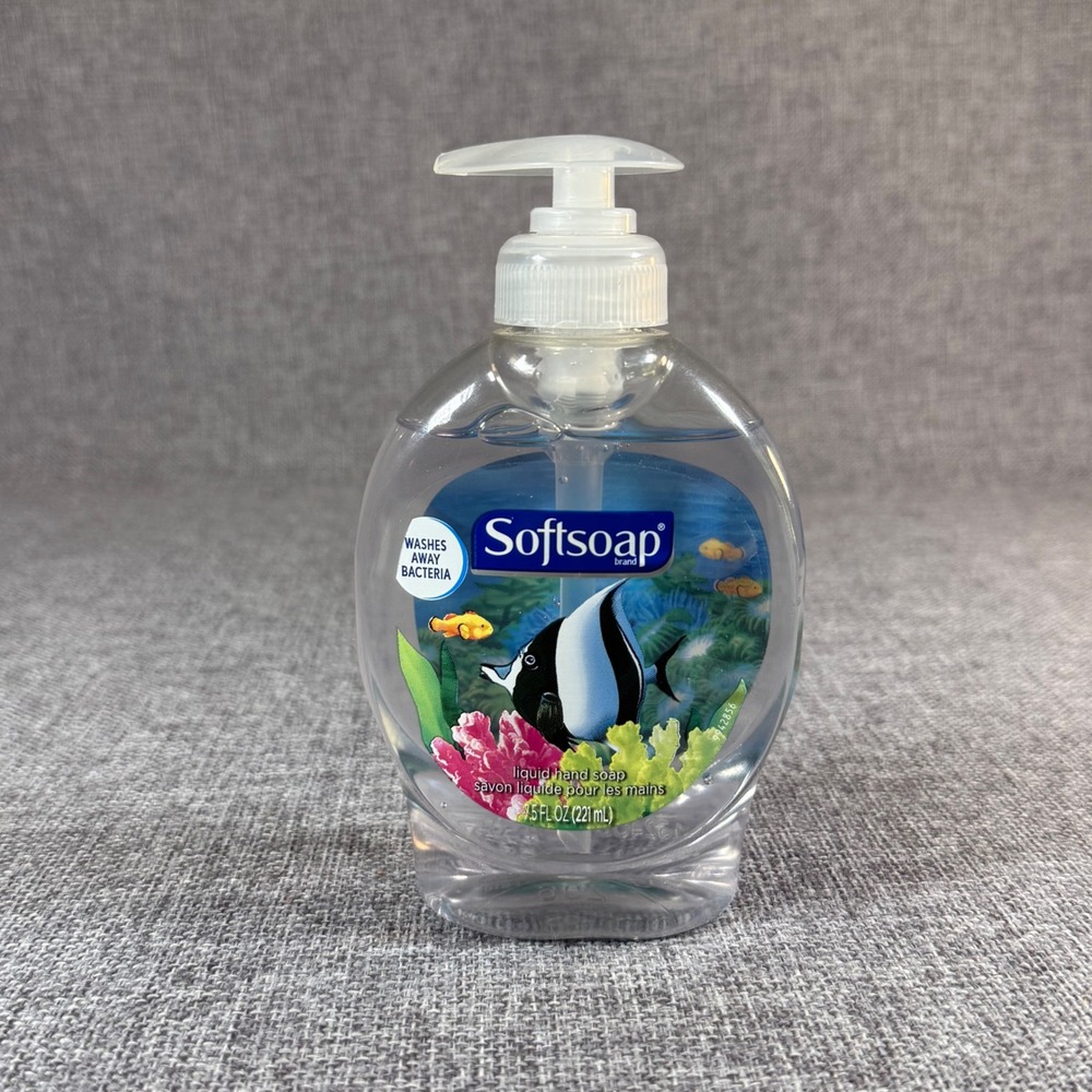 NEW Softsoap Liquid Hand Soap Pump 7.5oz Clear Aquarium Series Angel Fish Ocean